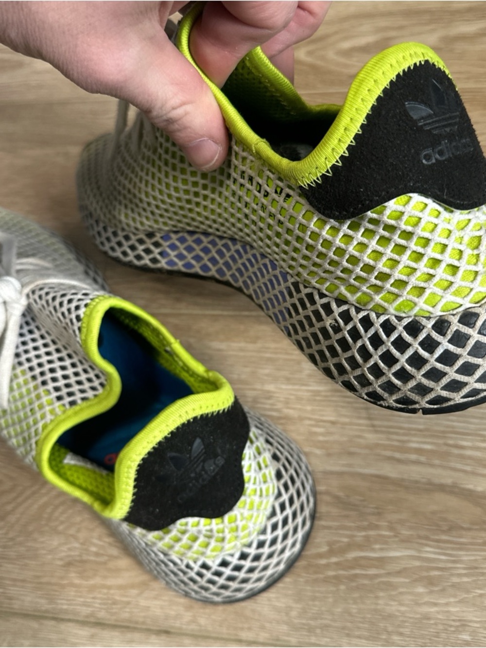 Adidas Originals Deerupt Runner Sneakers in Neon Yellow Mesh Men’s 11 - Picture 8 of 9